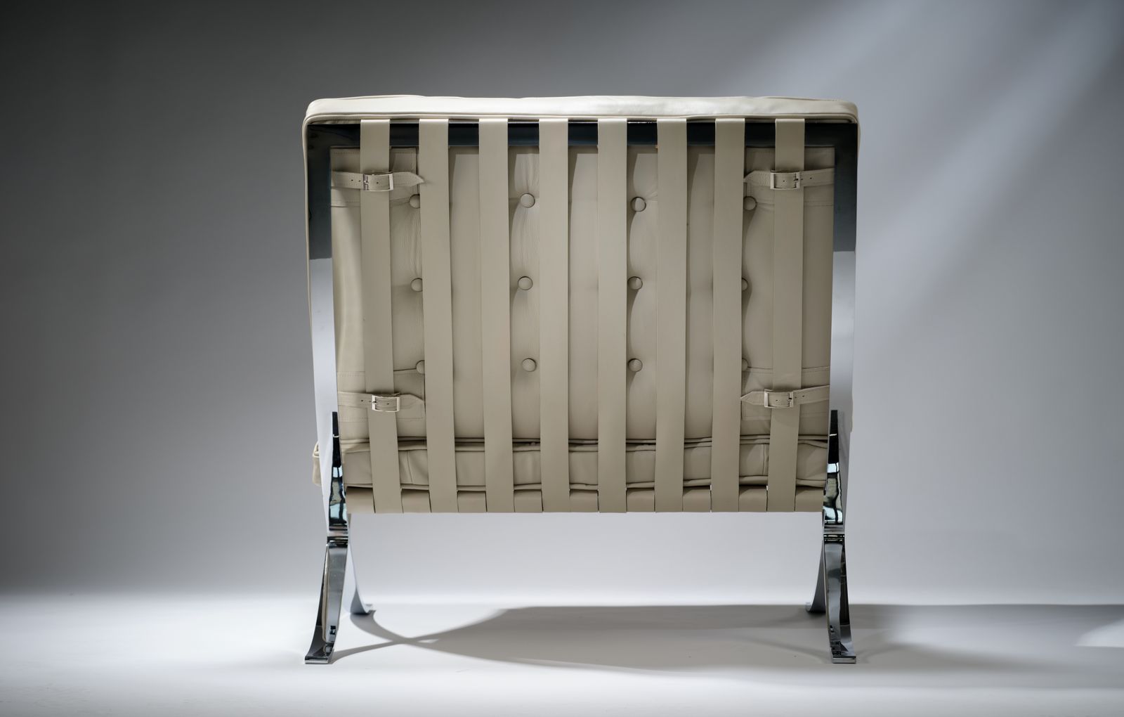 Exquisite, Fully Restored Iconic Genuine Barcelona Chair & Ottoman By Mies Van Der Rohe For Knoll Inc, Stunning Italian Ivory Leather, USA Circa 2001. photo 7995.0