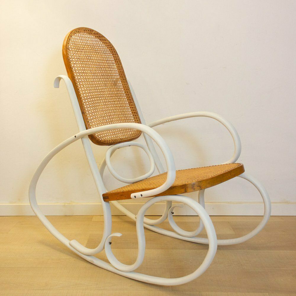 Art Nouveau Wicker Rocking Chair, Spain, Late 19th Century photo Furniture