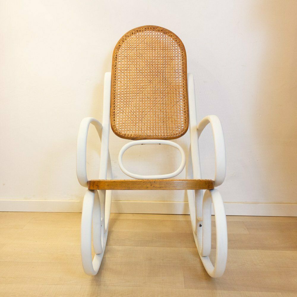 Art Nouveau Wicker Rocking Chair, Spain, Late 19th Century photo furniture