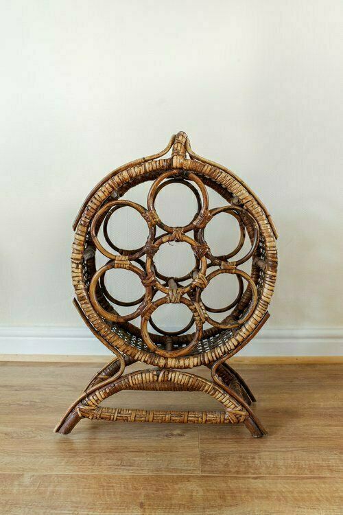 Large Bamboo 7 Wine Rack / Bottle Holder photo furniture