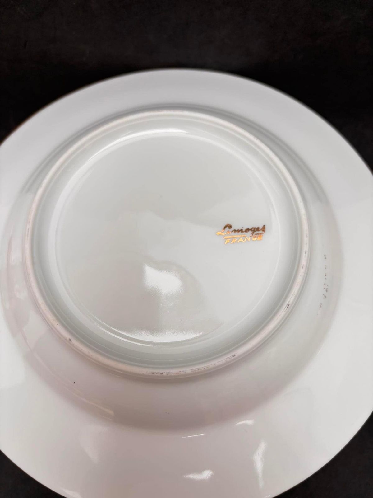 Porcelain Limoges Dinnerware Scene Gallant Soup/Pasta Plates Set 6 Scene Galante Discontinued Replacement White Golden Rim Romantic photo vintage