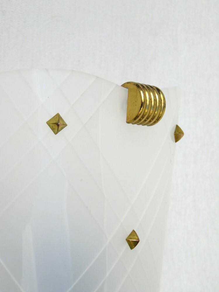 photo furniture Wall Lights In Acrylic Glass & Brass, France, 1950s, Set Of 2