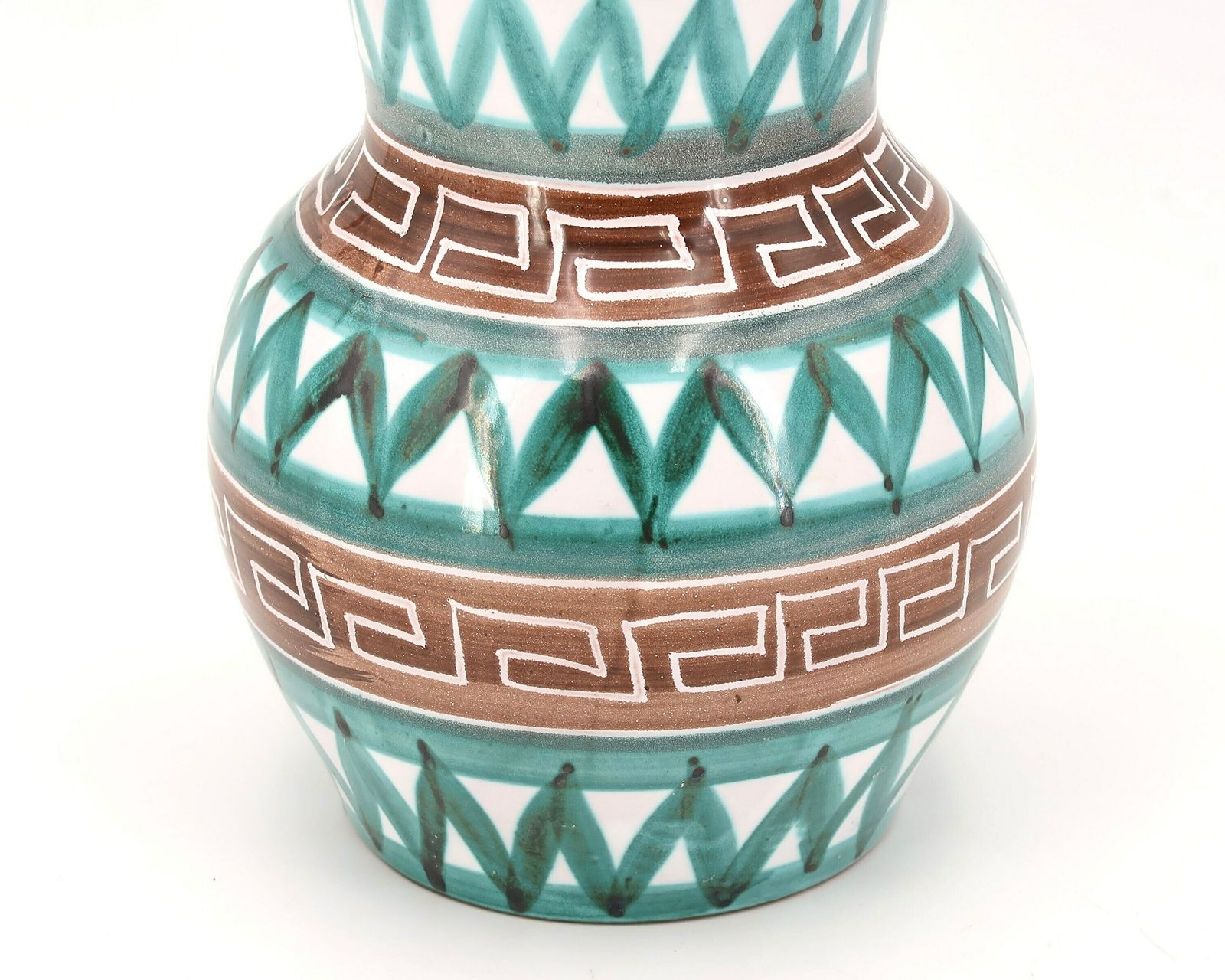 Grote Franse Keramische Vaas Van Robert Picault (1919–2000), Vallauris, Ca. Jaren 1960 / Groen Blauw, Boho, Folk, Grafisch photo 1061.0
