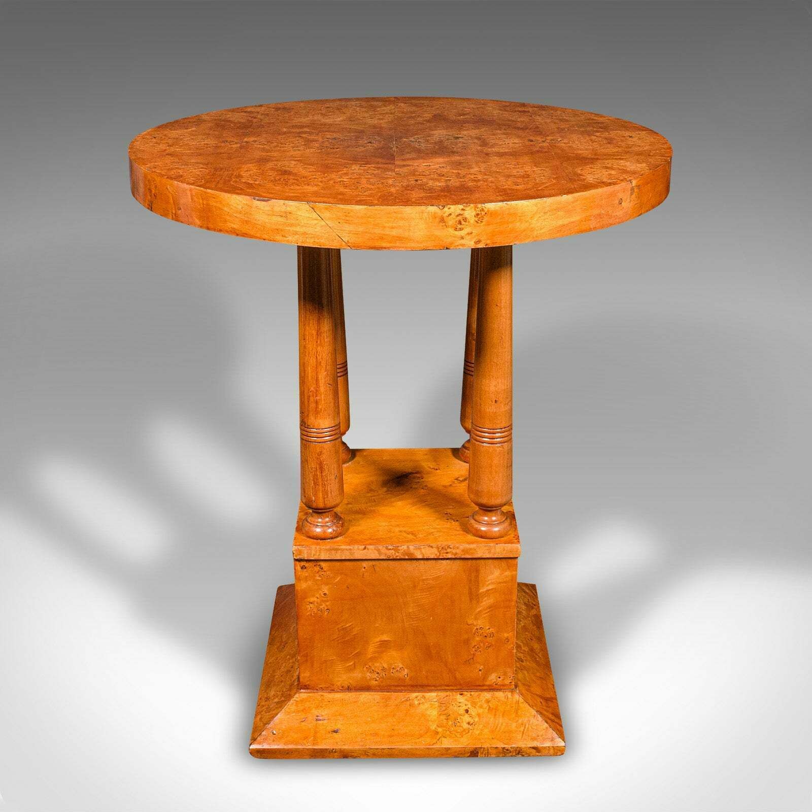 Vintage Podium Hall Table, French, Birds Eye Maple, Lamp, Side, Art Deco, C.1930 photo Furniture