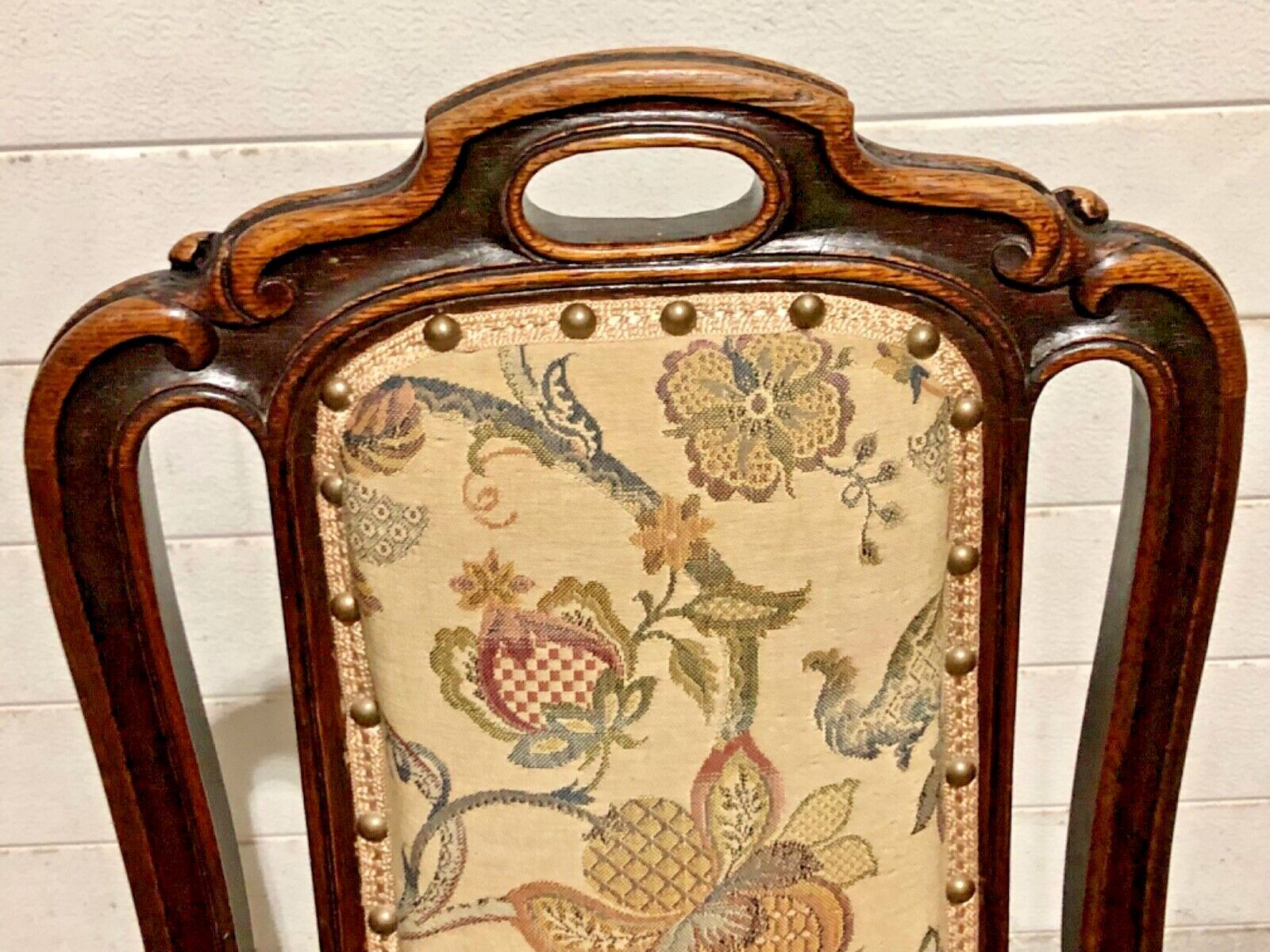 389.0 Handsome Set Of Four Antique Carved Oak Dining Chairs photo