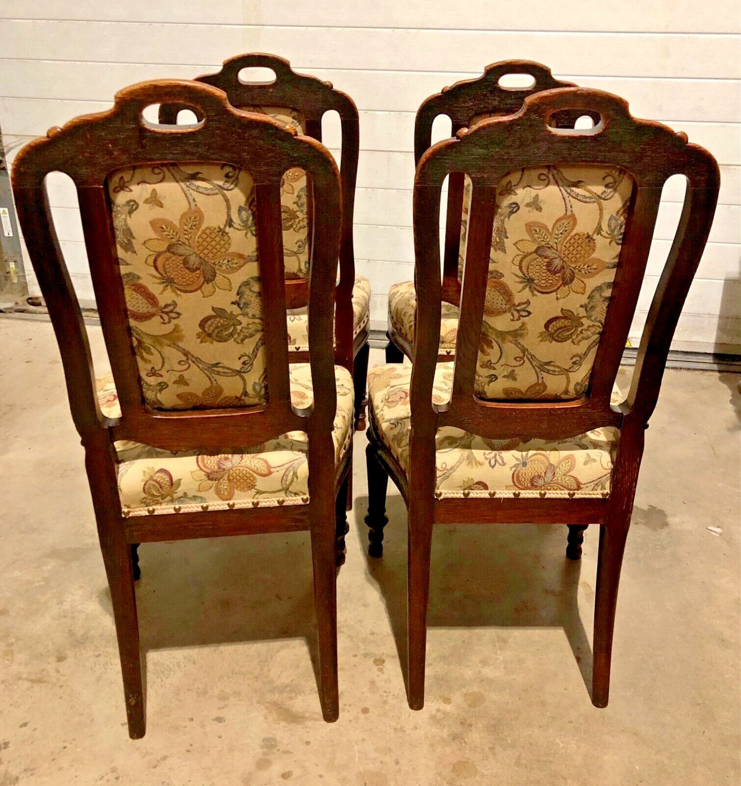 photo buy Handsome Set Of Four Antique Carved Oak Dining Chairs