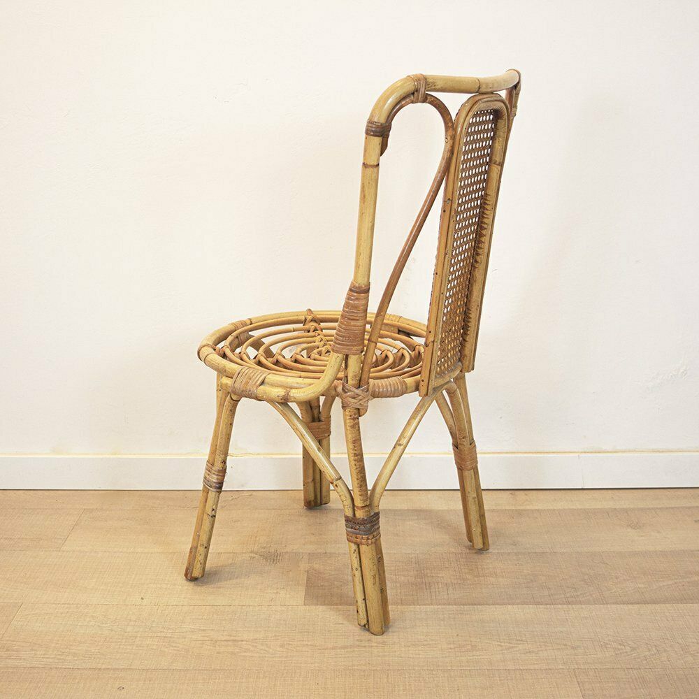 Vintage Wicker Bamboo Chair, Spain, 1970s photo 112.0