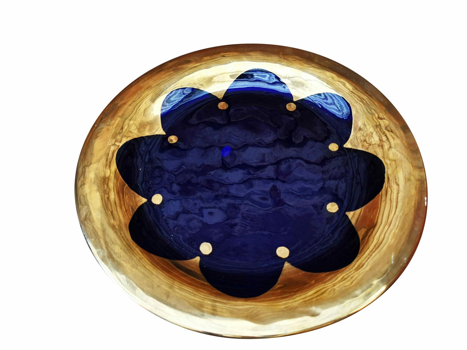 Vintage Salviati Murano Charger, Cobalt And Gold photo buy