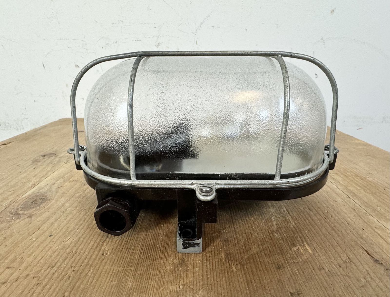 Industrial Brown Bakelite Wall Light With Frosted Glass, 1960s, 3x photo for sale
