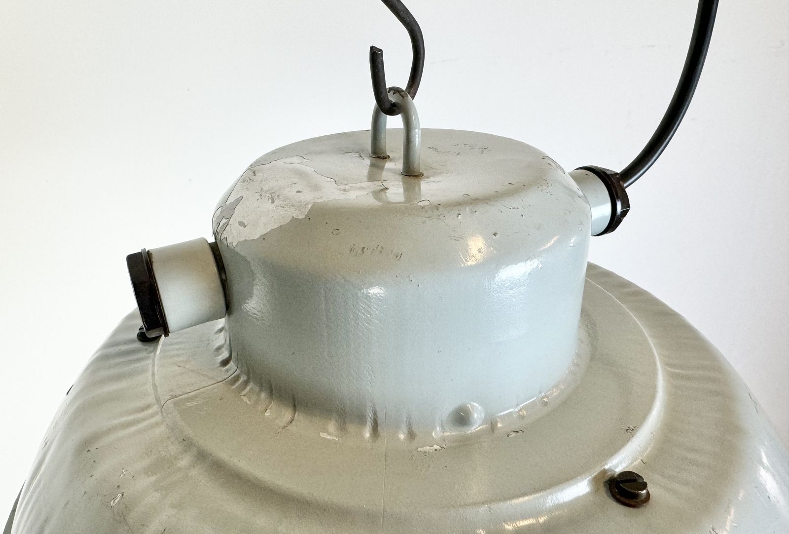 Grey Industrial Aluminium Cage Pendant Lamp With Frosted Glass, 1970s photo buy