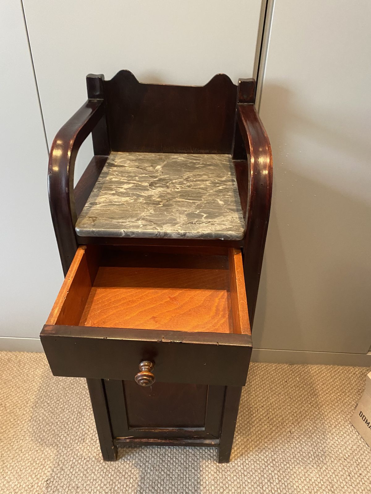 Antique Marble And Mahogany Washstand photo for sale