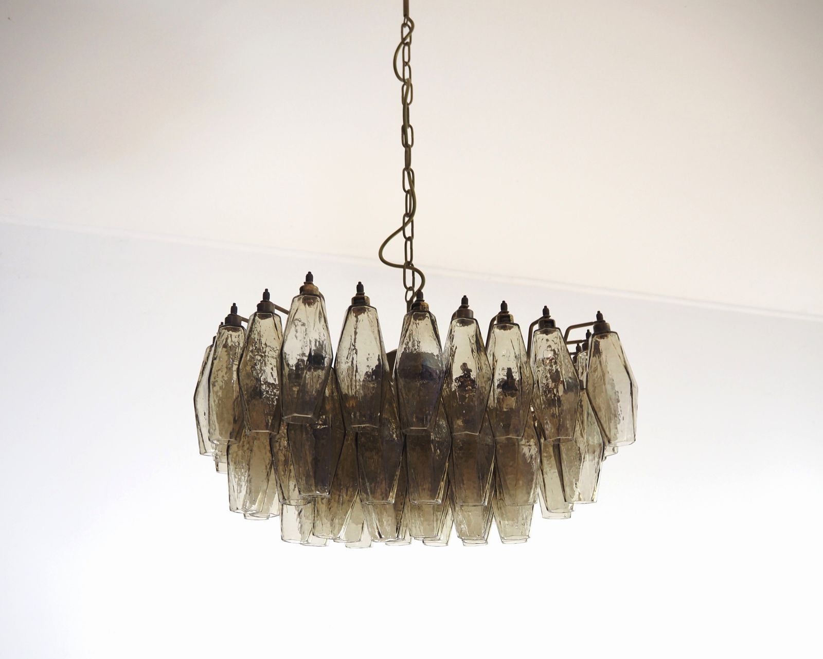 Elegant Murano Poliedri Chandelier   Carlo Scarpa   Smoked Glasses photo for sale