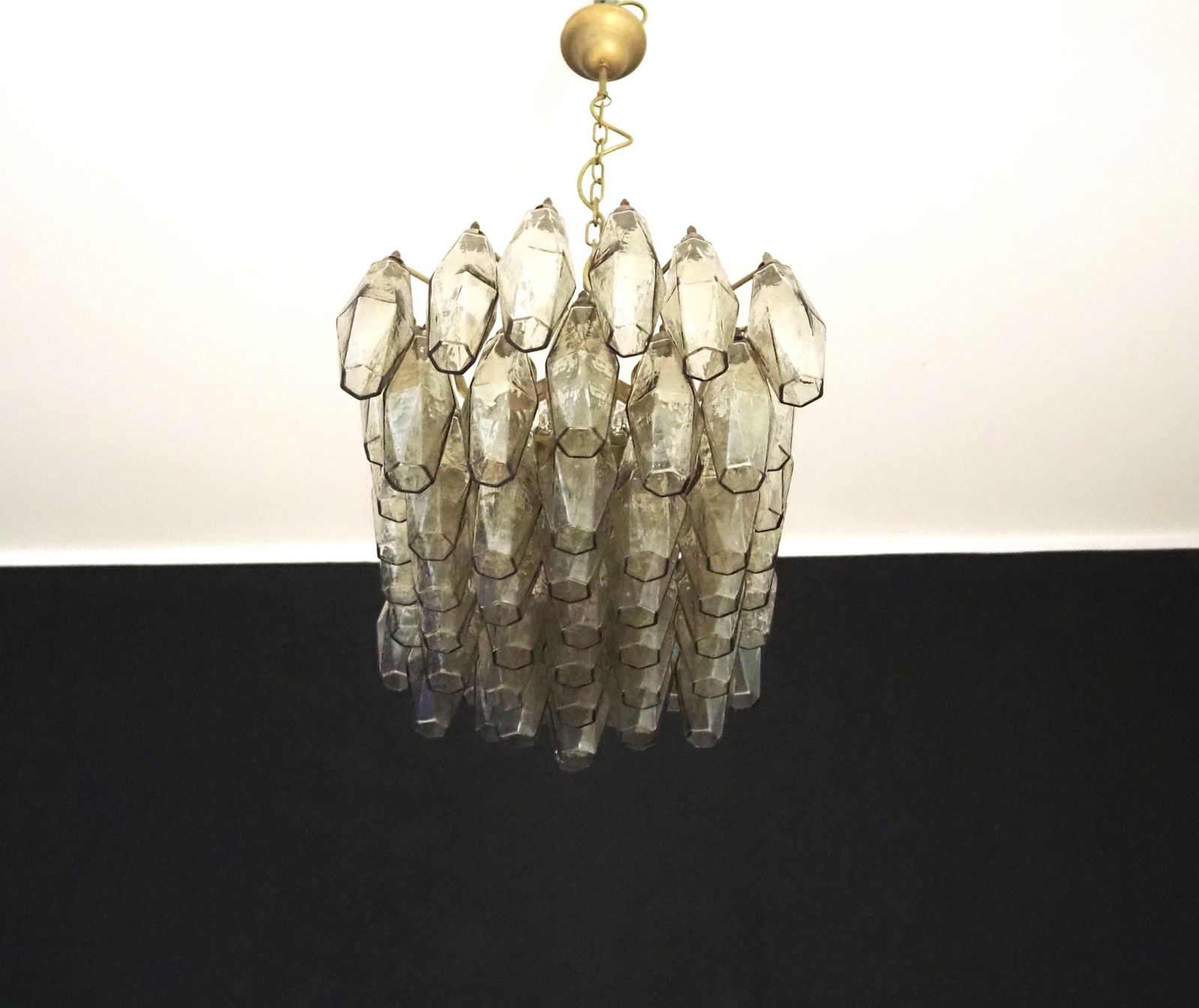 photo for sale Elegant Murano Poliedri Chandelier   Carlo Scarpa   Smoked Glasses