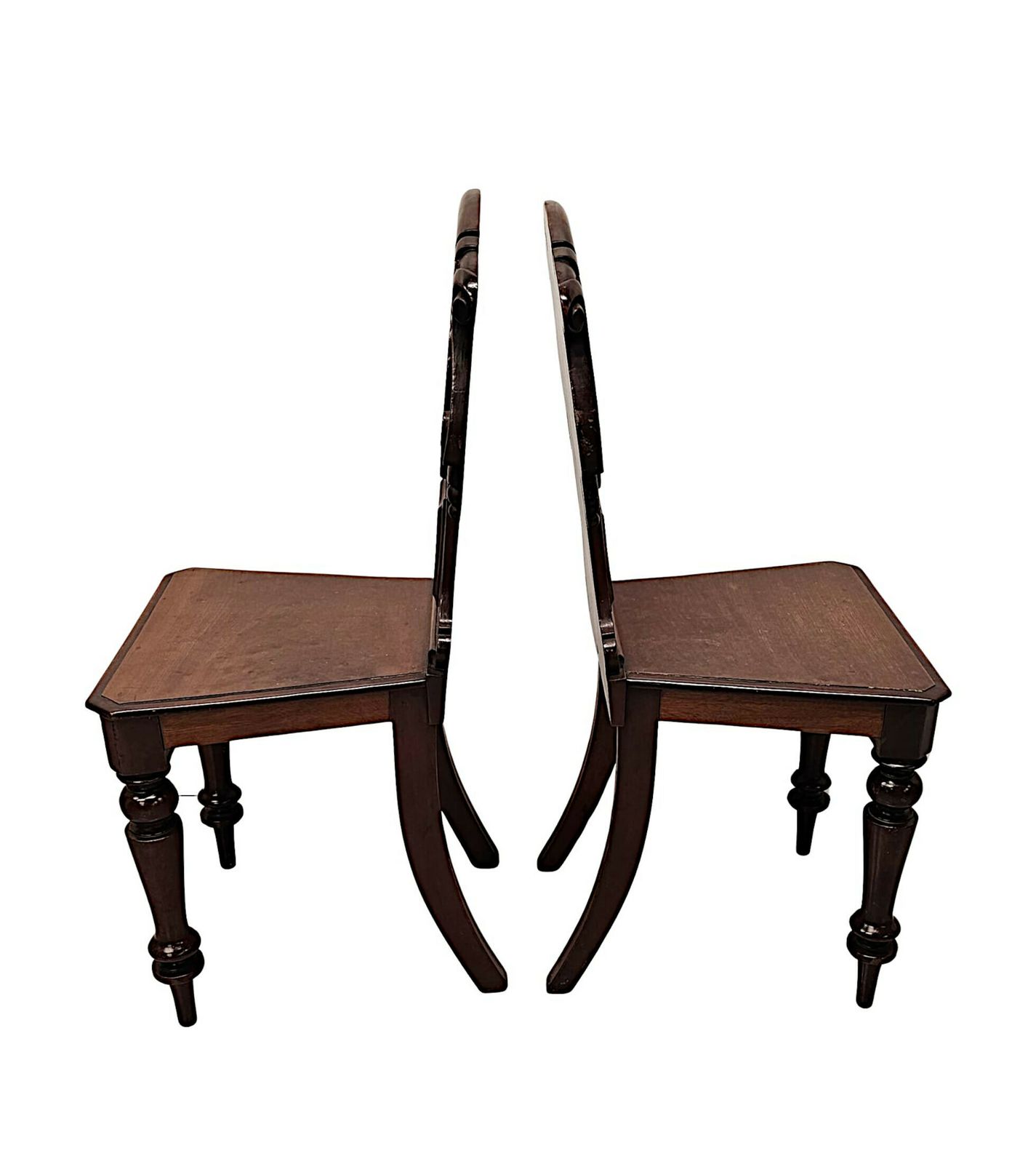 A Very Fine Pair Of 19th Century Mahogany Hall Chairs photo for sale