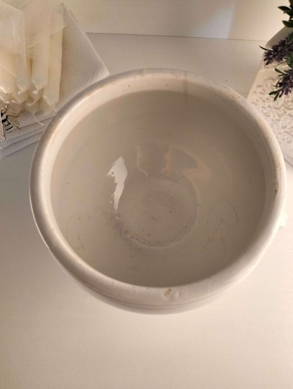 French Vintage Large Lions Head Serving Bowls, French Vintage White Earthenware Tureen, White Porcelain Jardinière, French Onion Soup Bowl photo buy