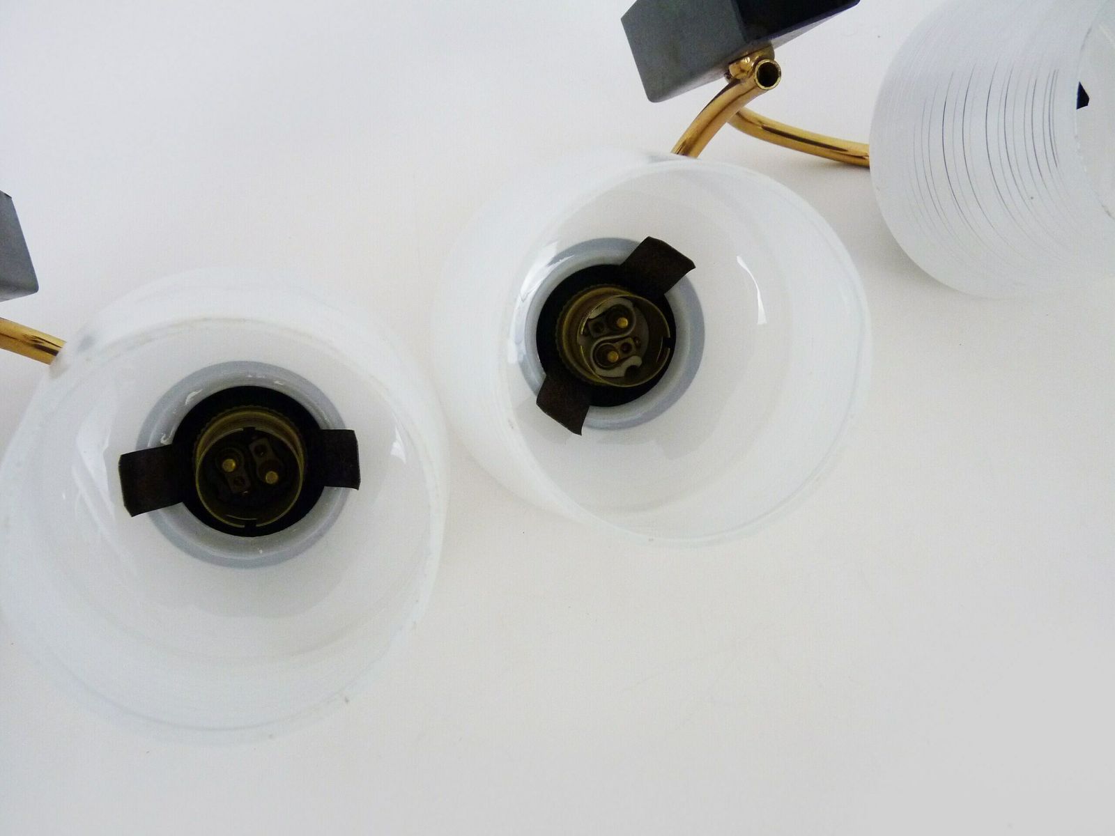 Pair Of Vintage Maison Arlus Wall Lights From The 1950s In Brass, Glass Globe. photo buy