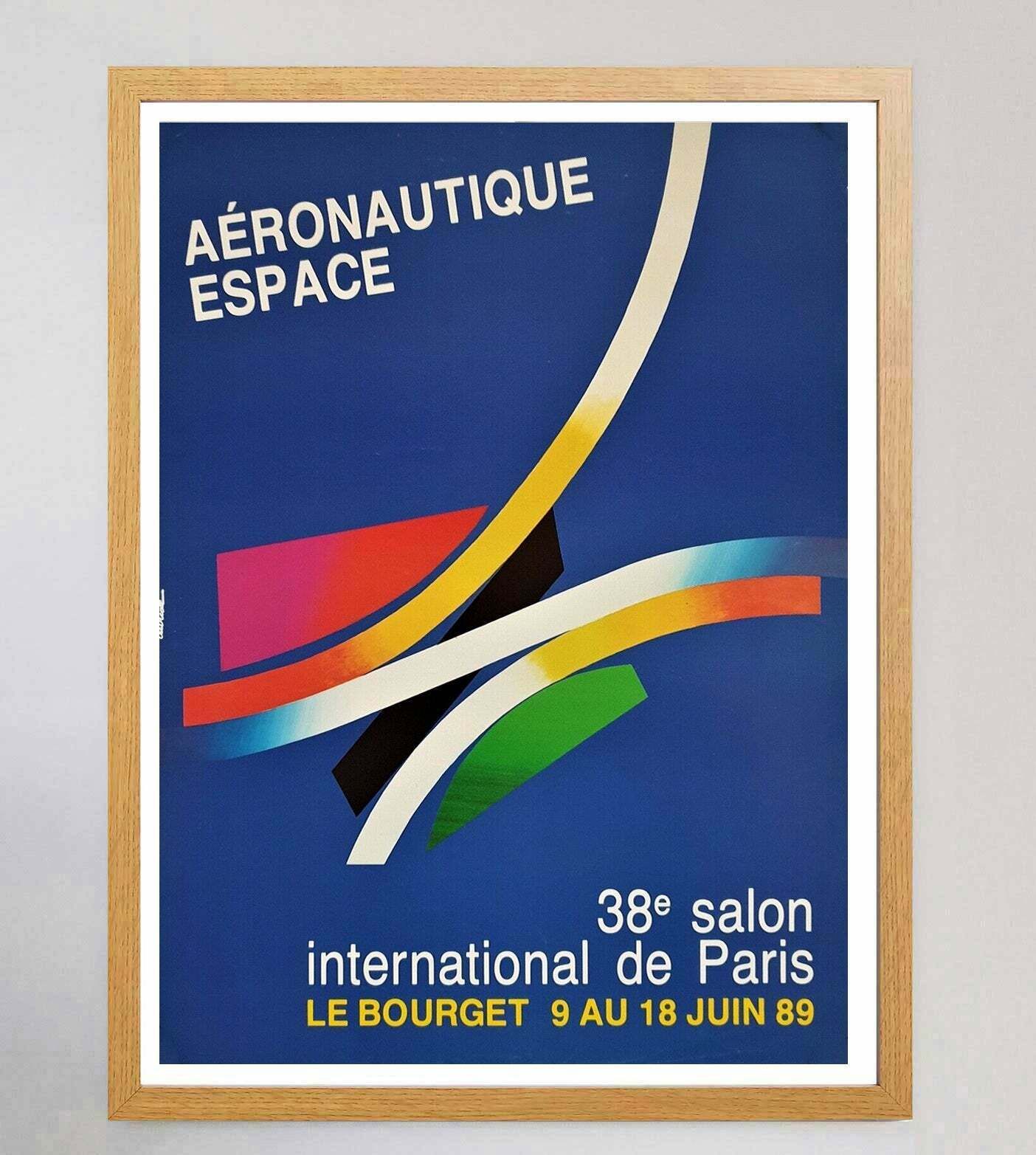 Auriac   Aeronatique Espace Salon 1989 Original Vintage Poster photo Art