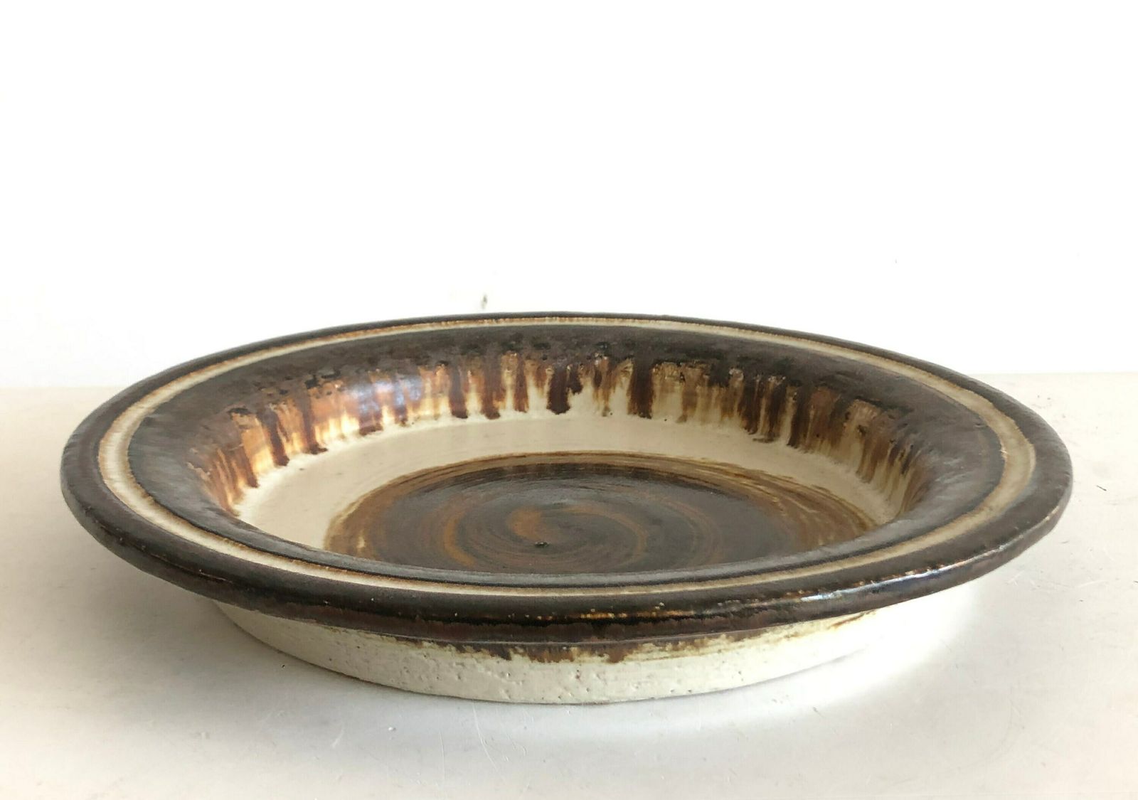 Danish Mid Century Axella Design Original Fine Art Stone Ware Studio Platter With Organic Assymetic Pattern In Strong Colors photo for sale