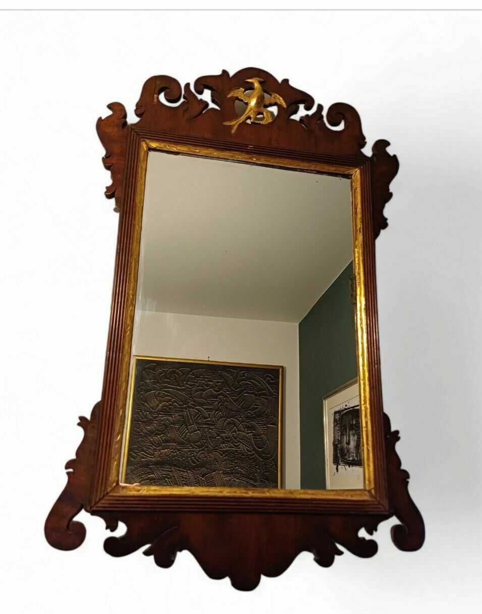 A George III Style 29th Centiey Fret Cut Gilded Mirror With Aged Plate