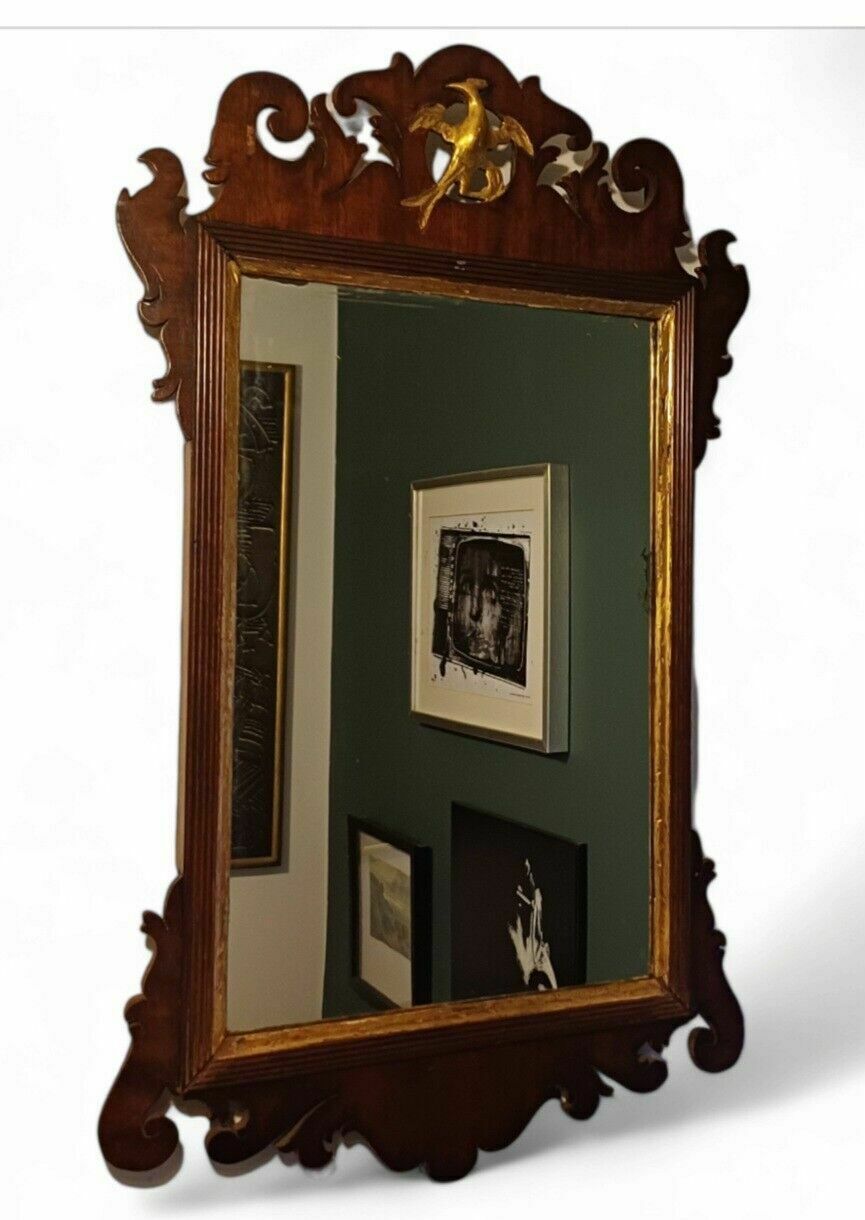 A George III Style 29th Centiey Fret Cut Gilded Mirror With Aged Plate photo furniture