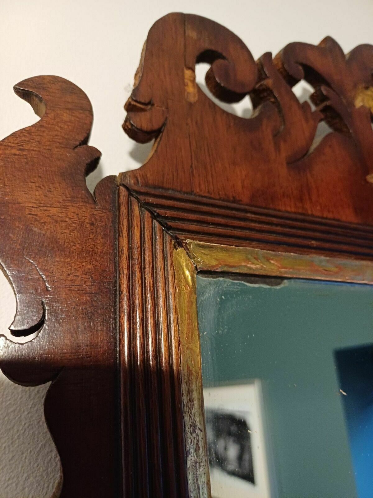 A George III Style 29th Centiey Fret Cut Gilded Mirror With Aged Plate photo Home Decor