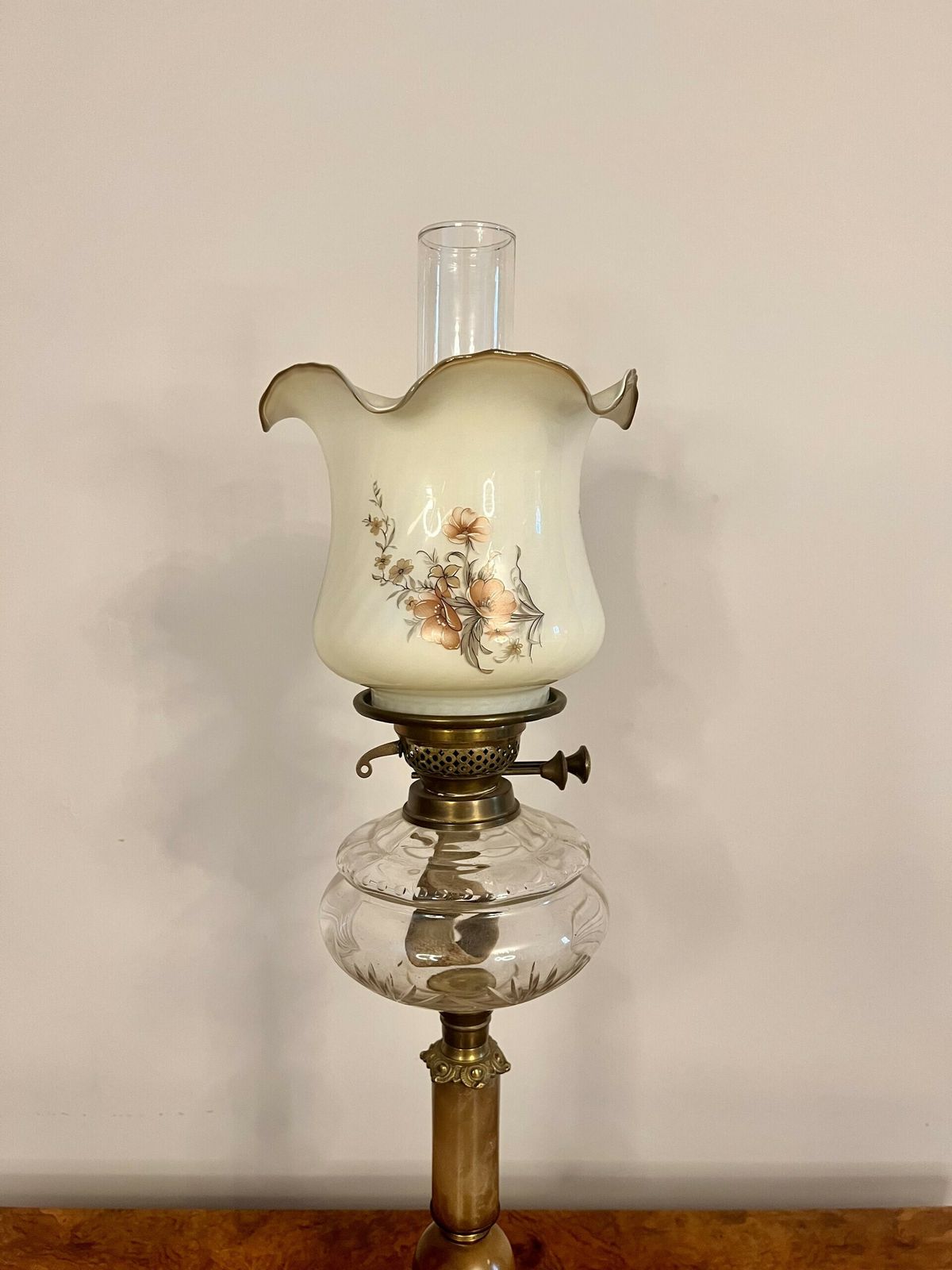 Stunning Quality Antique Oil Lamp photo furniture