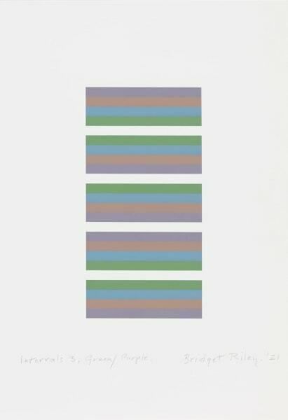Bridget Riley Intervals 3   Green / Purple, (2021)