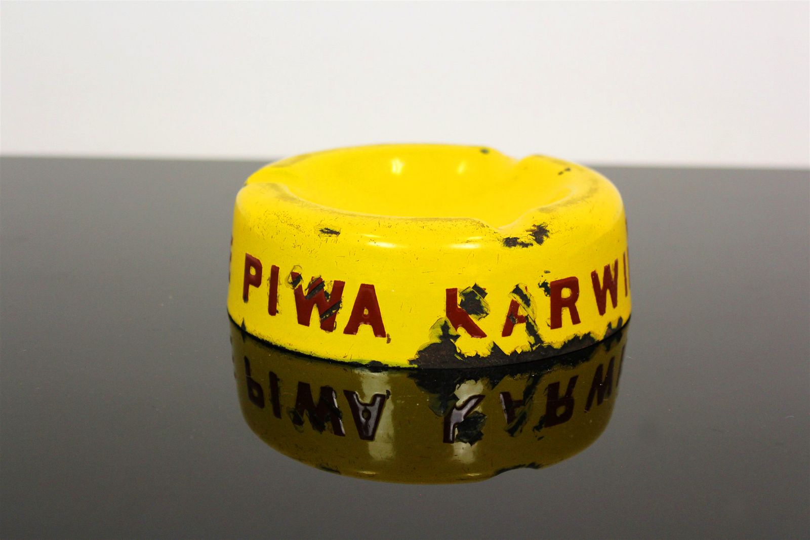 Karwinskie Brewery Metal Enamel Ashtray, Poland/Czech Republic, 1930s photo 170.0