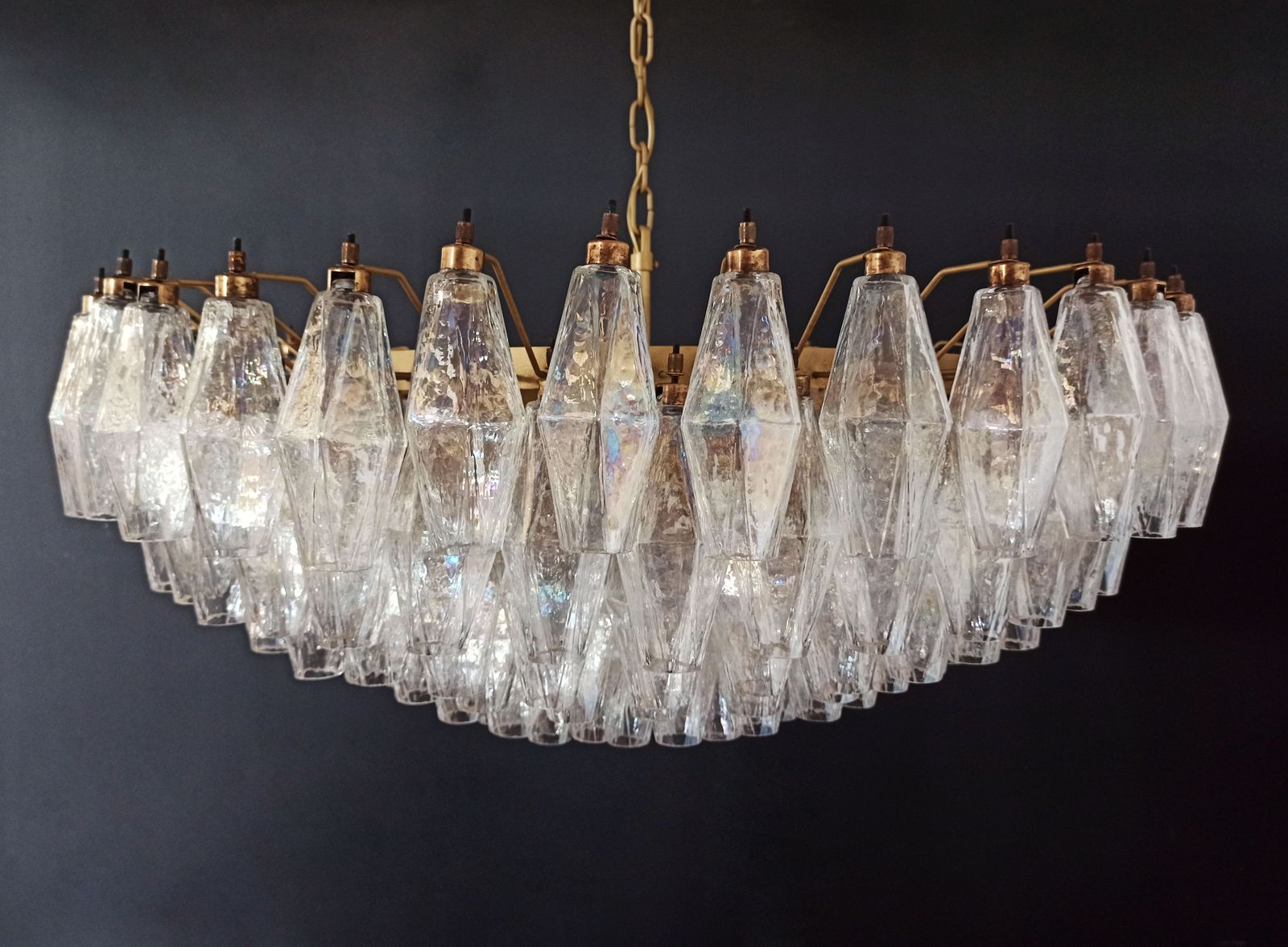 Lighting Amazing Murano Glass Candelier   185 Iridescent Glasses photo