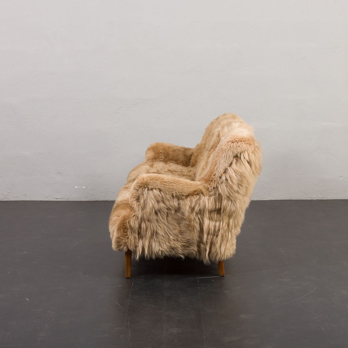 Peter Hvidt & Orla Mølgaard Nielsen, Fritz Hansen Three Seater Sofa In Long Sheepskin photo buy