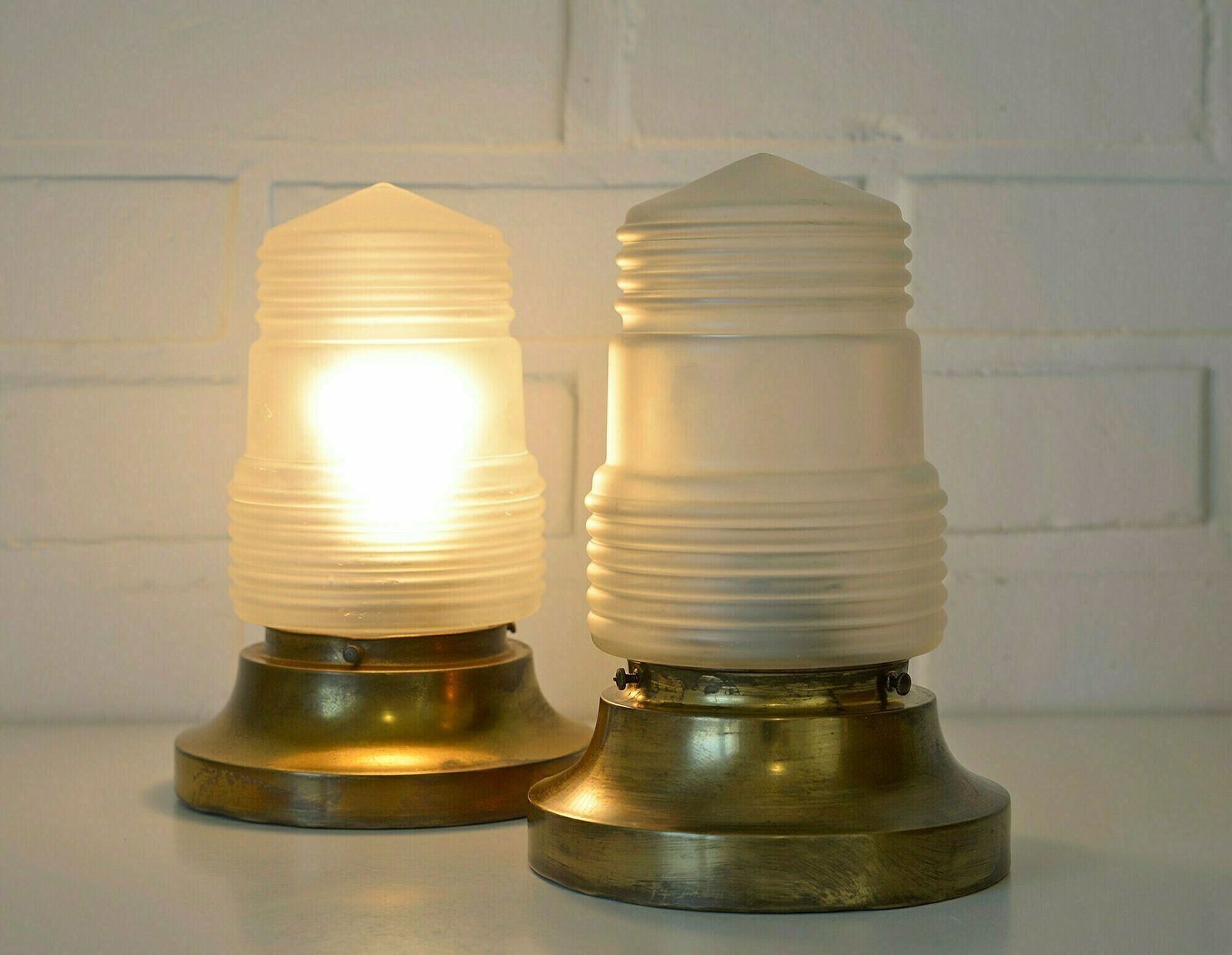 Original Art Deco / Brass Sconces / Pair Of Light Fixtures / Ceiling Light / Antique From 1920's Or 1930's photo 302.0
