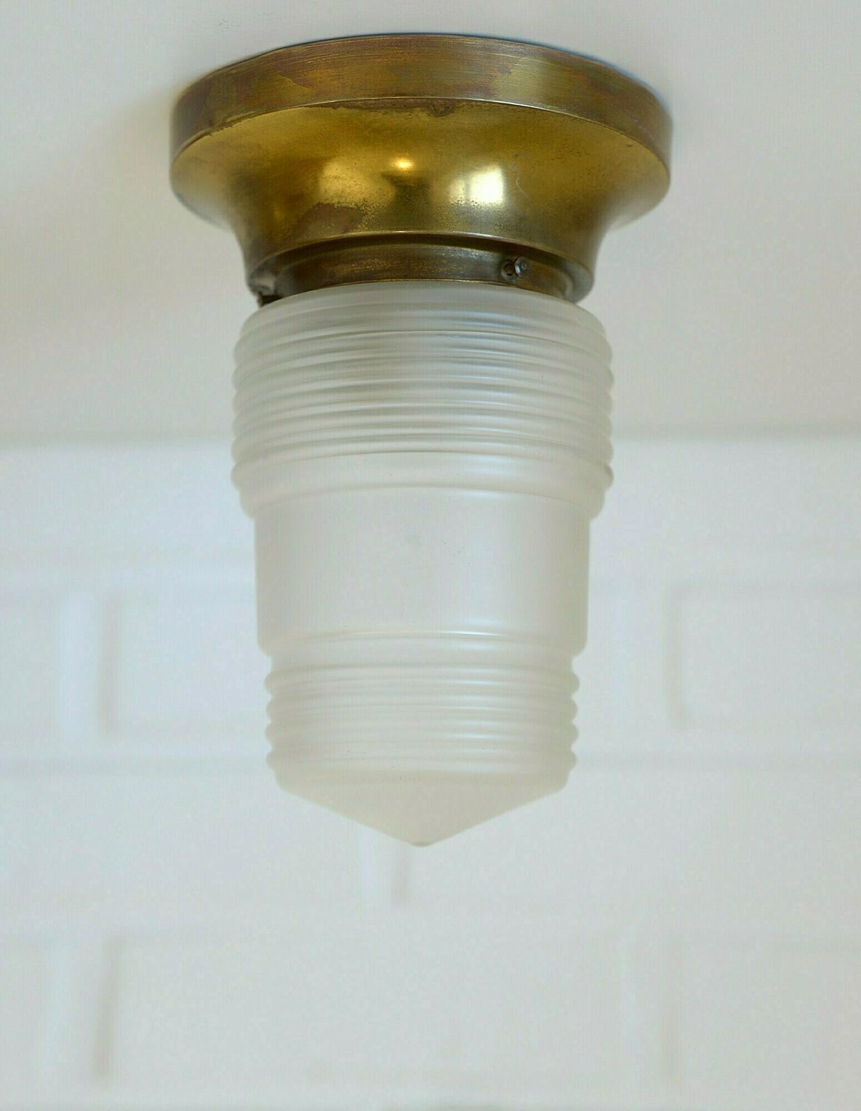 Original Art Deco / Brass Sconces / Pair Of Light Fixtures / Ceiling Light / Antique From 1920's Or 1930's photo vinterior