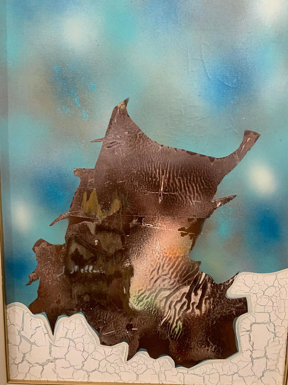 Sergio Melloni, Abstract Composition, Mixed Media Painting On Canvas, 1981 photo for sale