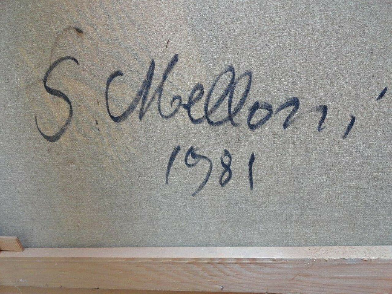Sergio Melloni, Abstract Composition, Mixed Media Painting On Canvas, 1981 photo 531.0