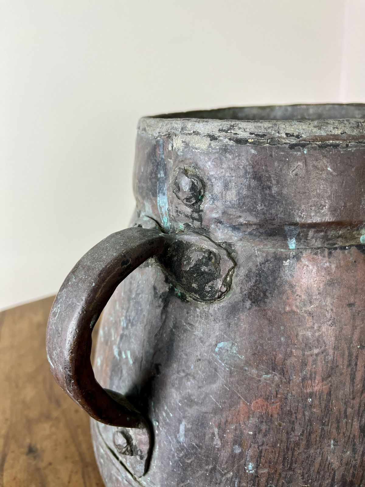 Wonderfully Aged Large Antique Copper Cauldron Of French Origin photo 110.0