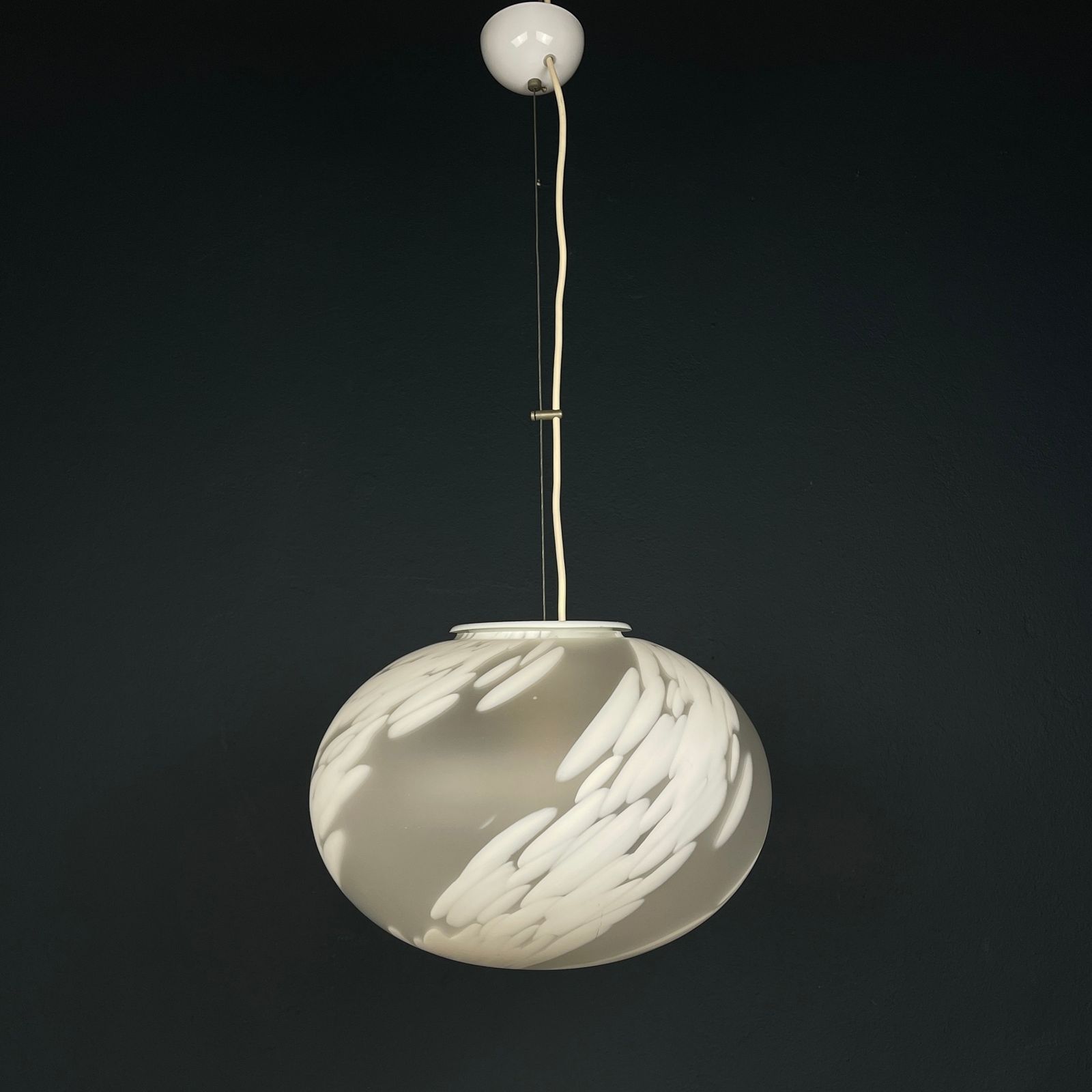 Vintage Swirl Murano Glass Pendant Lamp Vetri Murano Italy 1970s photo vintage