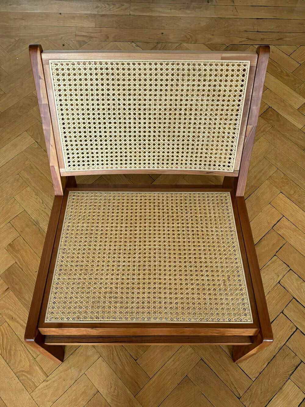 Cherry Ash Kangaroo Lounge Chair With Rattan Seat