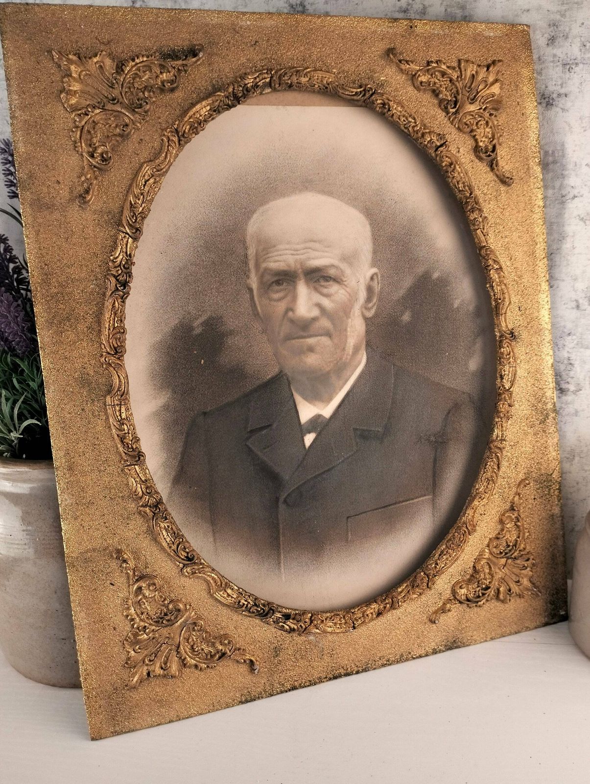 Vintage Frans Portretfoto, Jaren 1900 – Antiek Portret Met Omlijsting