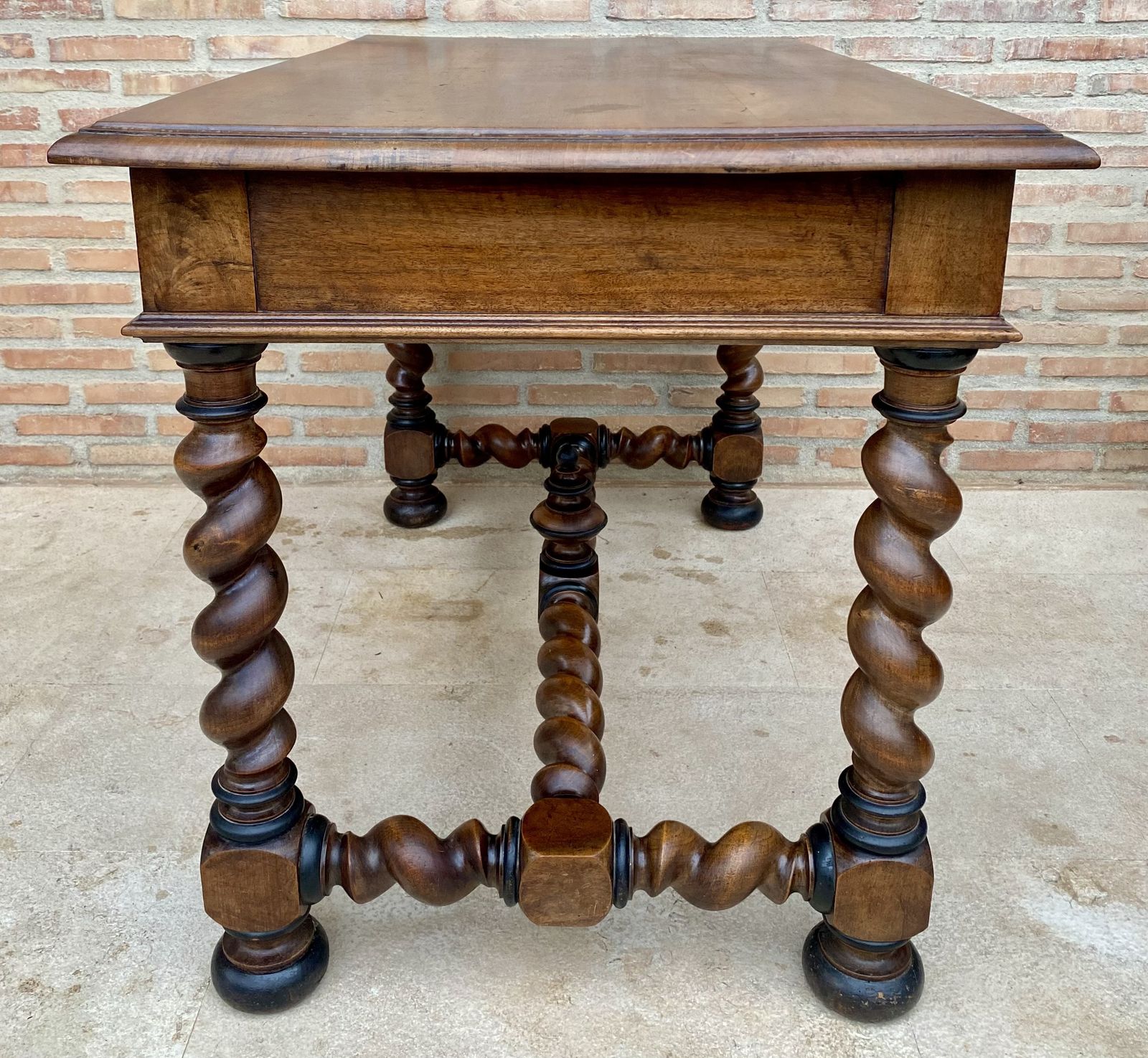 Early 19th Century French Walnut Work Table Or Desk With One Drawer photo vintage