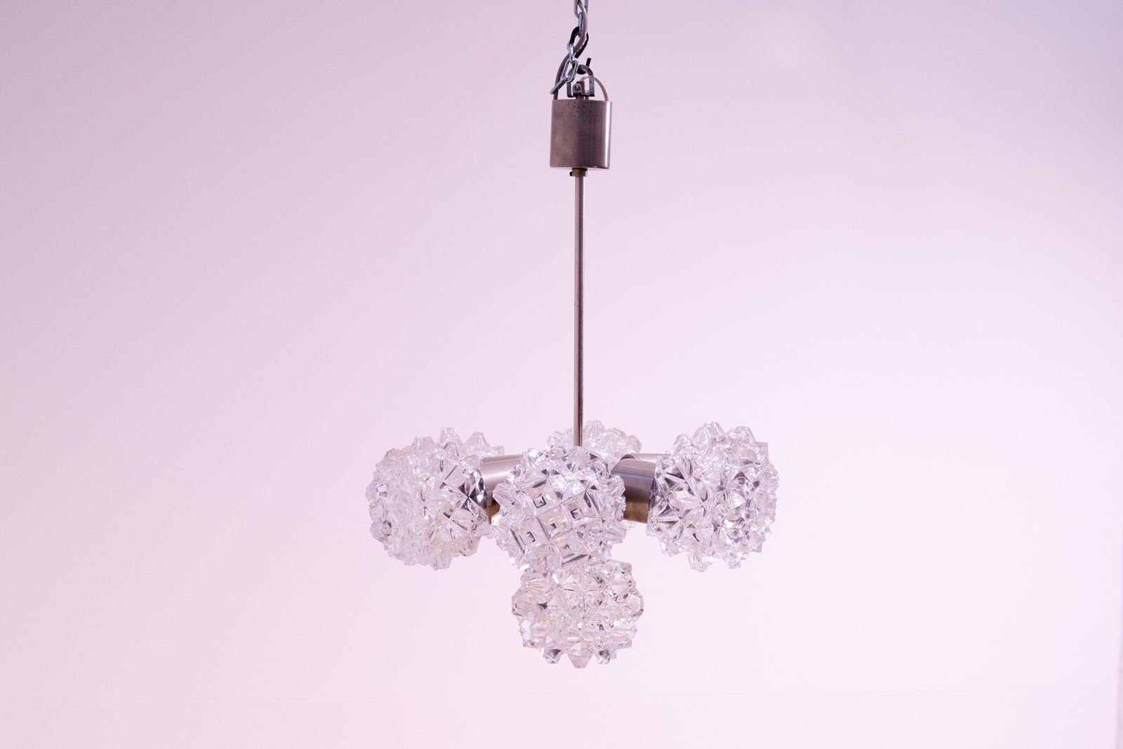 Very Elegant Cut Glass Pendant Chandelier For Kamenický šenov, 1970's photo for sale