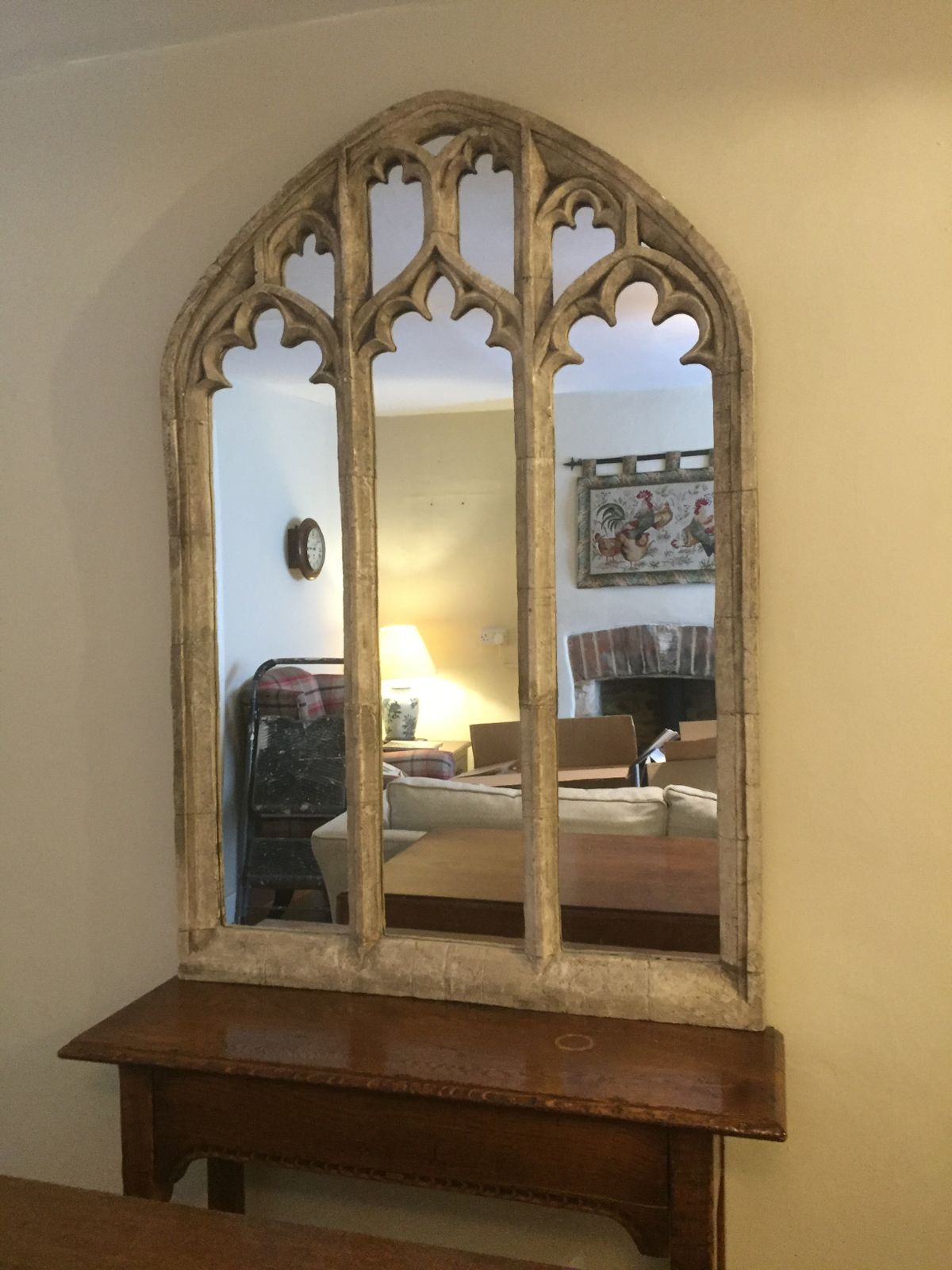 Large Gothic Style Over Mantle Mirror