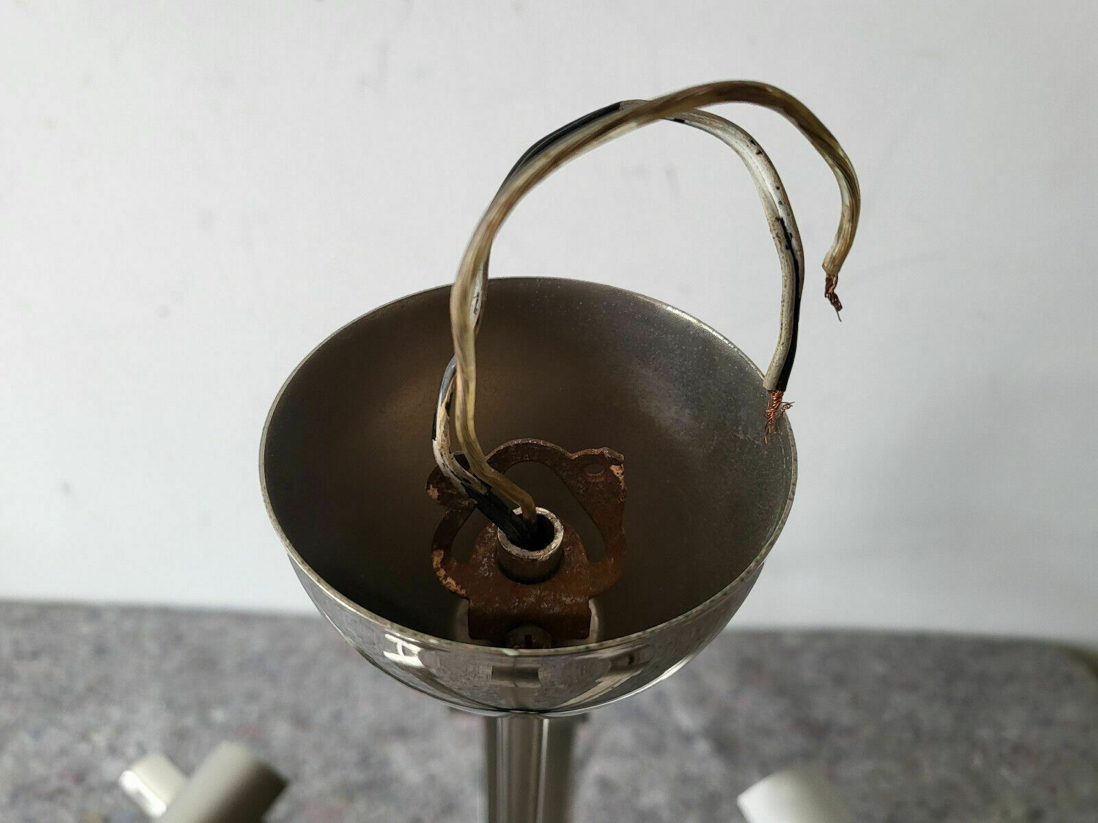 Lighting Vintage Ceiling Chandelier Suspension 1960 Space Age Chrome Steel & Brushed 60s photo