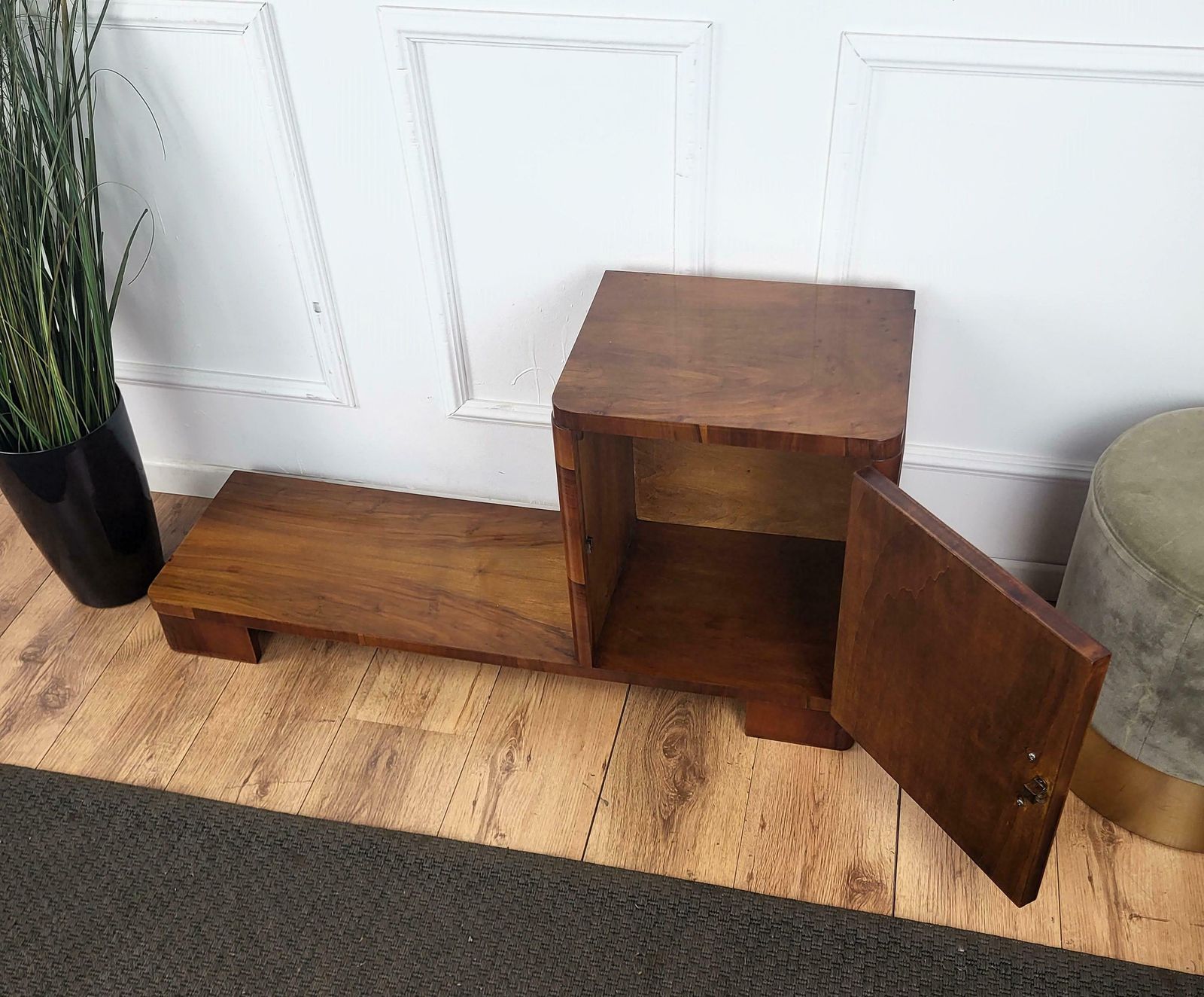 Italian 1940s Art Deco Midcentury Walnut Burl Dry Bar Cabinet photo buy
