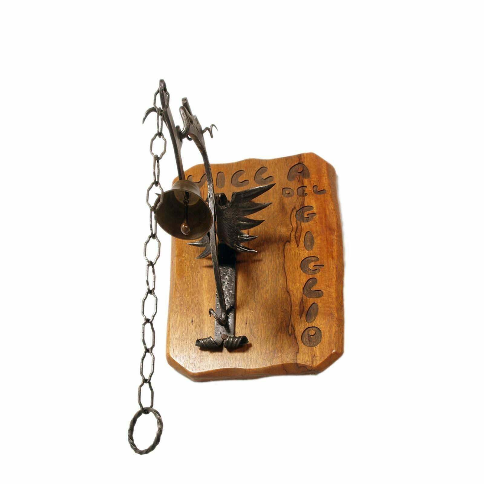 Manual Entrance Bell In Wrought Iron, Tyrolean Craftsmanship From 1950s photo vinterior