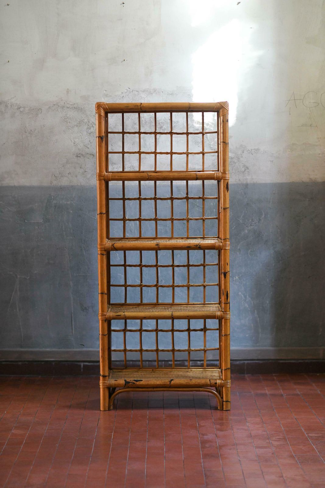 photo for sale Rattan And Wicker Bookcase, Italy 1980