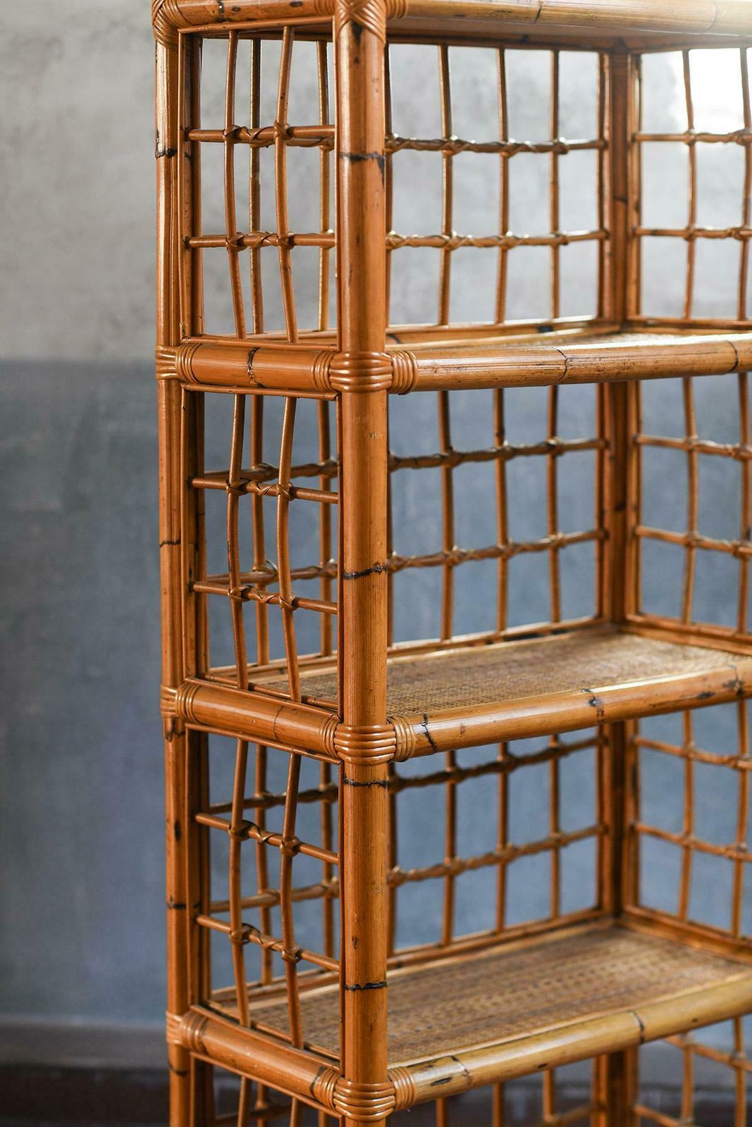 Furniture Rattan And Wicker Bookcase, Italy 1980 photo