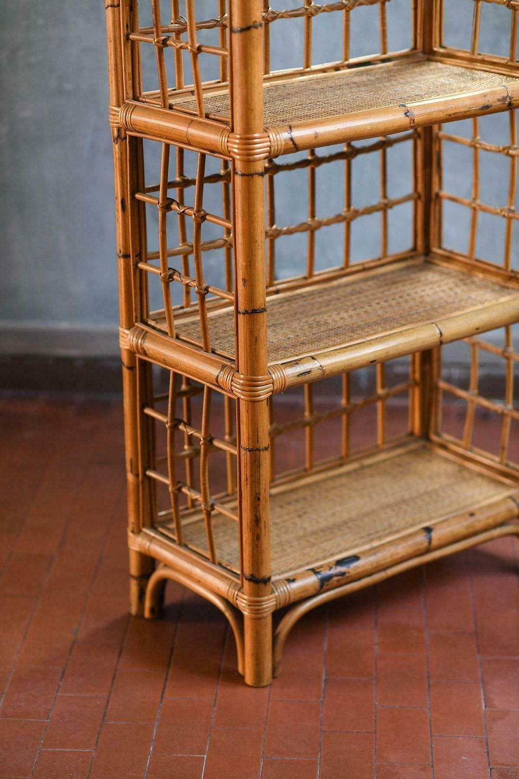 976.0 Rattan And Wicker Bookcase, Italy 1980 photo