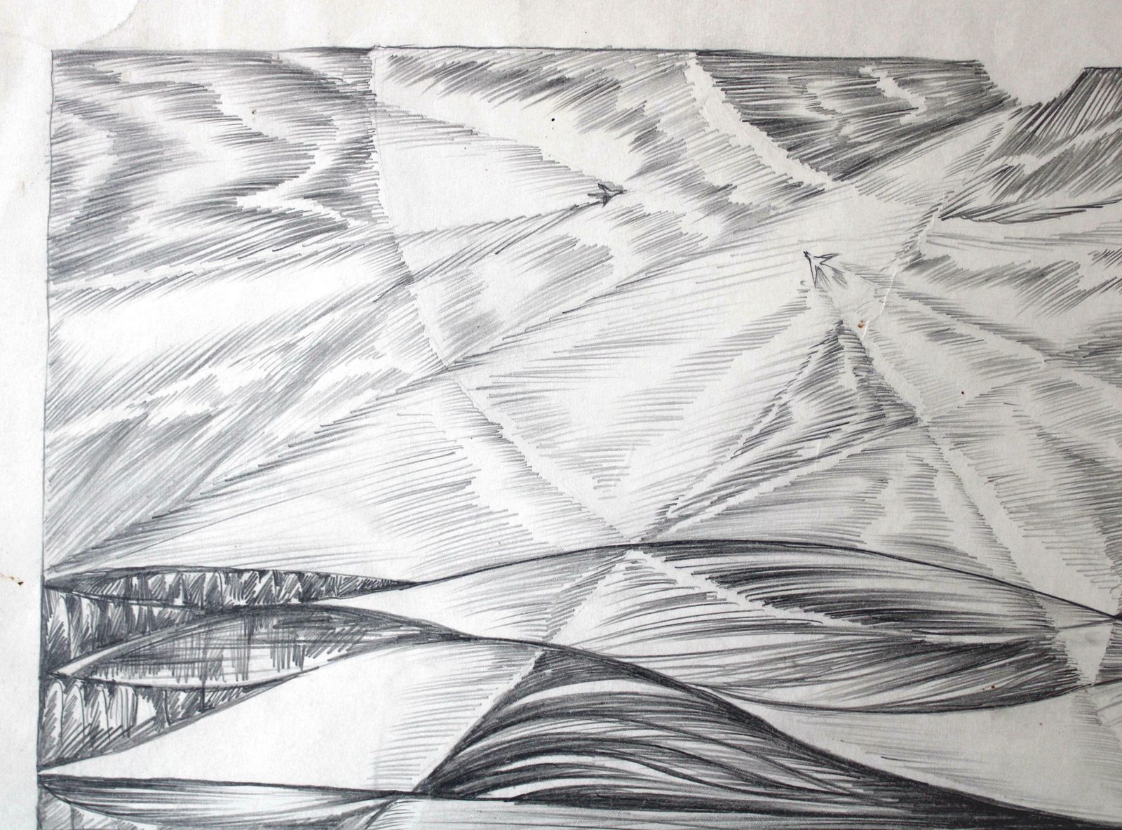 Dzidra Ezergaile Swallows By The Water. 1976, Paper, Pencil, 45. 5 X 40. 5 Cm 1976 photo vinterior