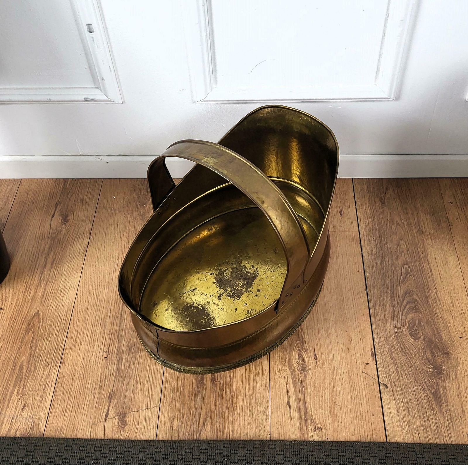 1970s Italian Gilt Brass Bronze Fireplace Wood Log Holder Rack photo for sale