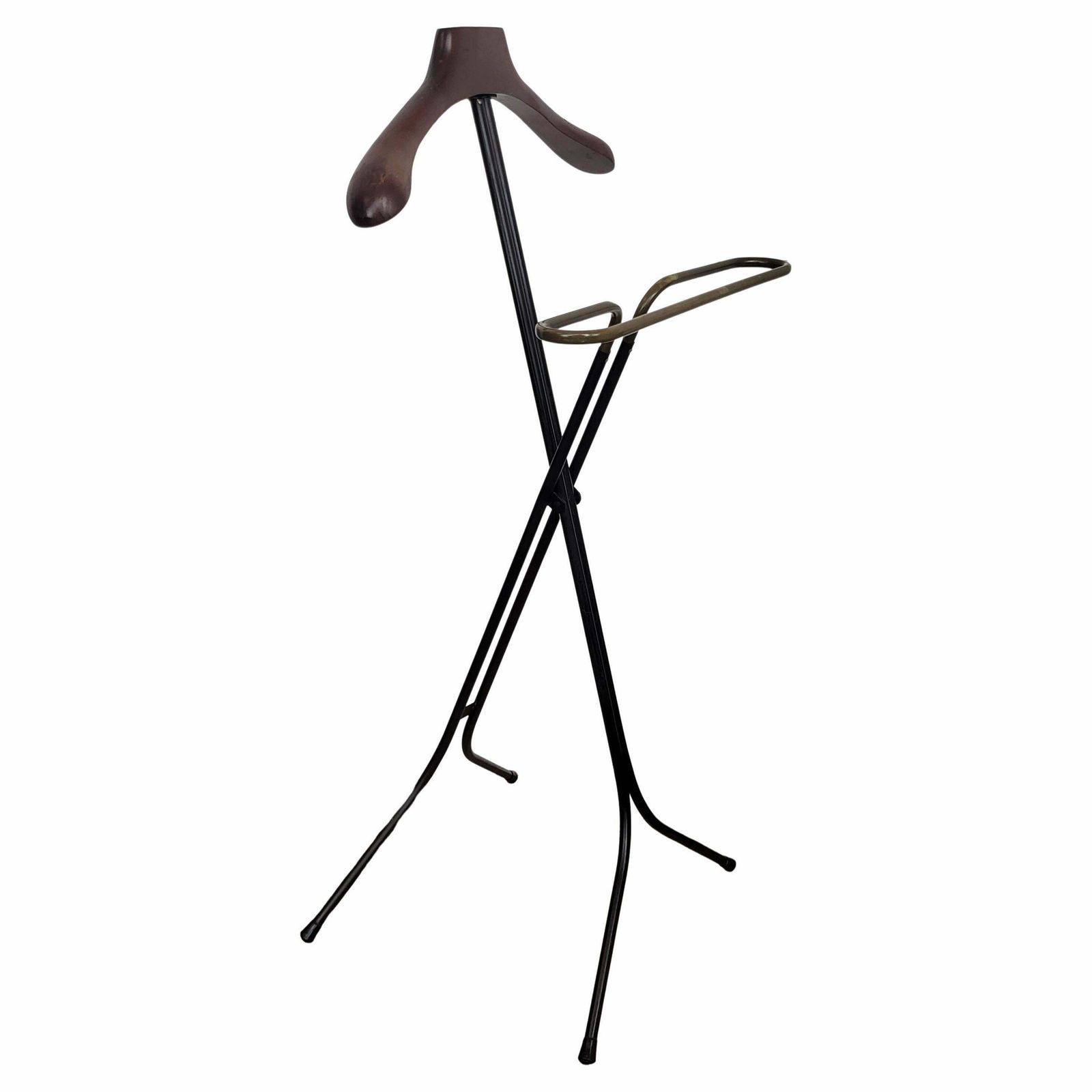1950s Italian Fratelli Reguitti Midcentury Brass Metal Wood Valet Stand Dressboy